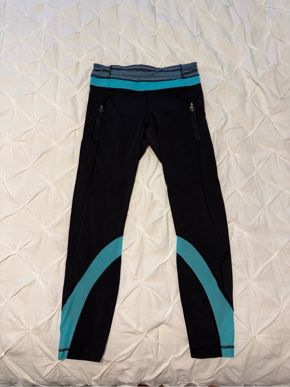 lululemon athletica Black Leggings with Teal Panels